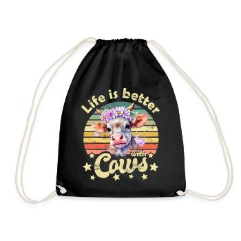 Cow cows - Drawstring Bag - black - Front
