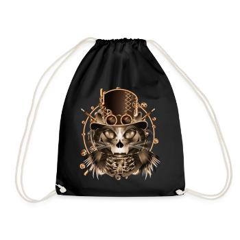 Chat Steampunk avec haut-de-forme antique en sépia - Sac de sport léger - noir - Devant