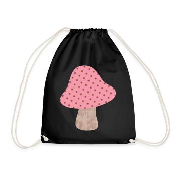 Mushroom Dots Pattern Dots Pink Girl Lucky Lucky - Drawstring Bag - black - Front
