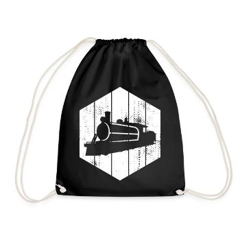 Steam locomotive - Drawstring Bag - black - Front