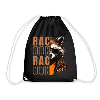 Raccoon with sunglasses - Drawstring Bag - black - Front