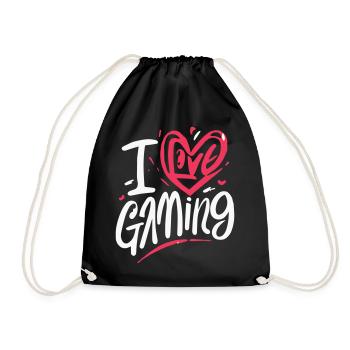 Geschenk "Ich liebe Gaming", Leidenschaft für das Spiel - Turnbeutel - Schwarz - Vorne