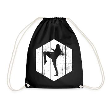 Kickboxer Drawing - Drawstring Bag - black - Front