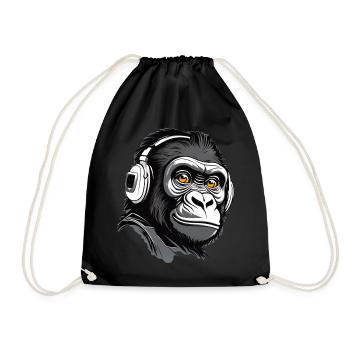 Gorille cool avec des écouteurs - Sac de sport léger - noir - Devant