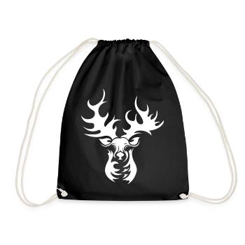Rentier Geweih Grafik Symbol Hirsch Elch Icon - Turnbeutel - Schwarz - Vorne
