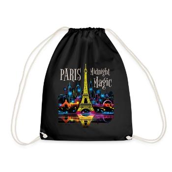 Paris, Eiffel Tower, France, City, Skyline, Night - Drawstring Bag - black - Front