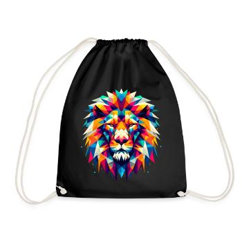 Lion Geometric Colorful Gift - Drawstring Bag - black - Front