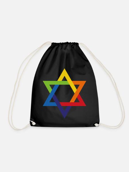 Jewish and Proud Star of David - Drawstring Bag - black