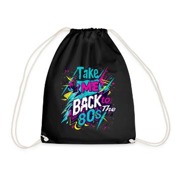 80s 80s Music Colorful Party Carnival Costume - Drawstring Bag - black - Front