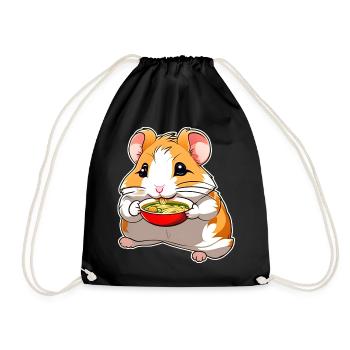 Niedlicher Hamster mit Ramen Suppe - Turnbeutel - Schwarz - Vorne