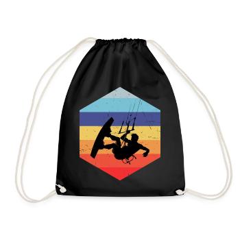 Kiting Kite Women Men Kitesurfing Kitesurfing - Drawstring Bag - black - Front