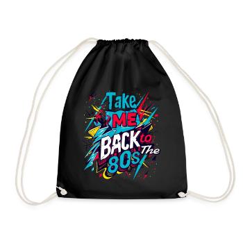 80s 80s Music Colorful Party Carnival Costume - Drawstring Bag - black - Front