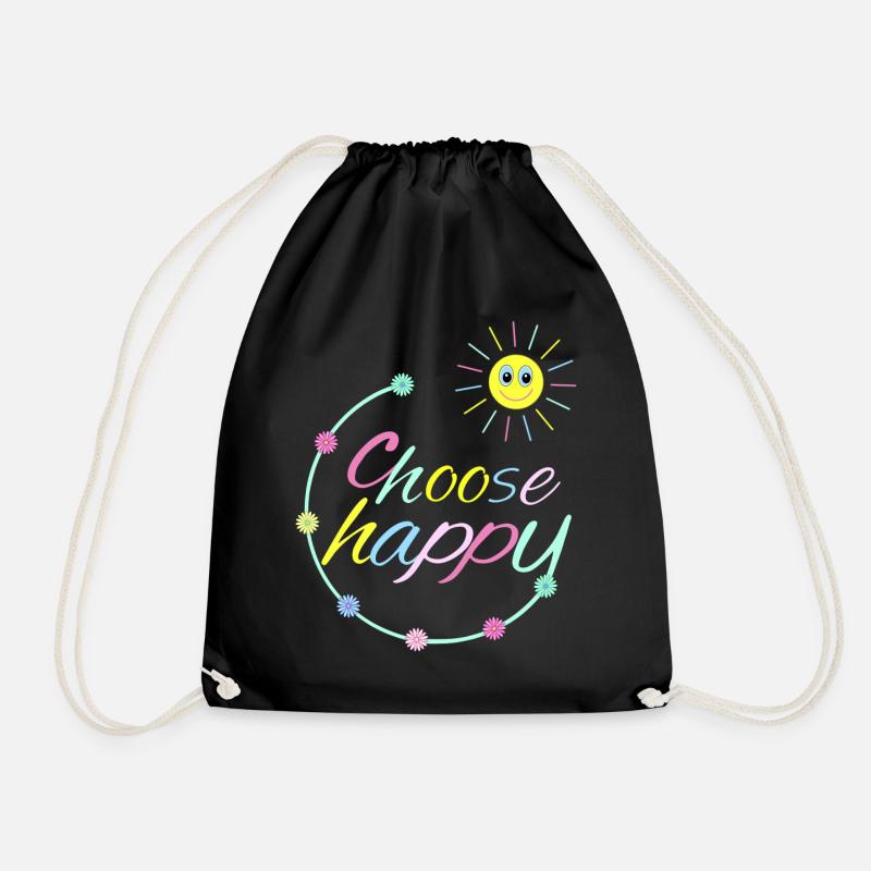 Choose Happy - Drawstring Bag - black