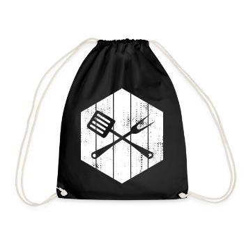 Wooden spoon and fork - Drawstring Bag - black - Front