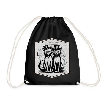 Couple de chats mignon à halloween - Sac de sport léger - noir - Devant