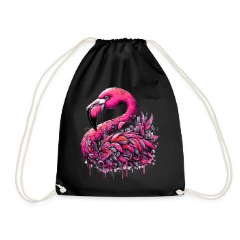Flamingo - Turnbeutel - Schwarz - Vorne