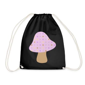 Pilz braun Punkte Dots pastell Wald Kinderzimmer - Turnbeutel - Schwarz - Vorne