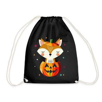 Halloween Pumpkin & Fox for Happy Halloween - Drawstring Bag - black - Front