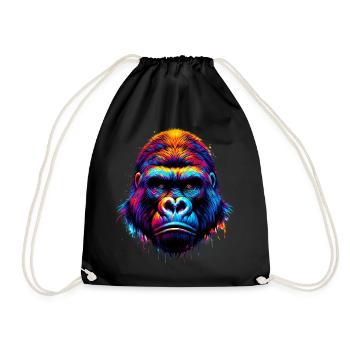 Gorilla - Drawstring Bag - black - Front