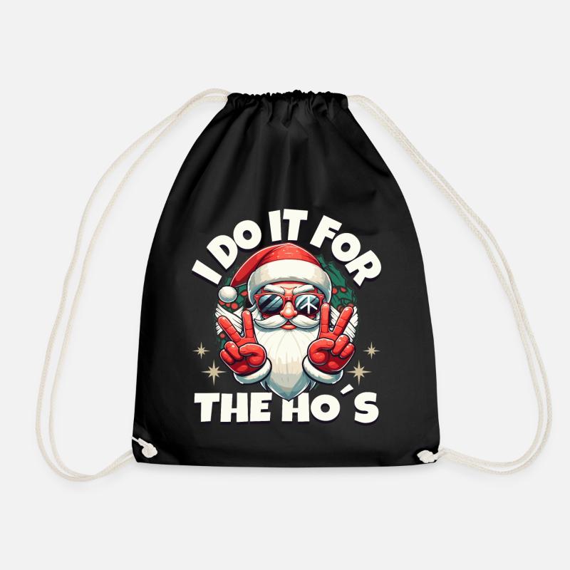 I DO IT FOR THE HO`S cooler Weihnachtsmann - Turnbeutel - Schwarz