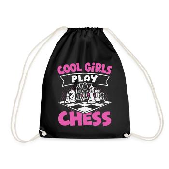Schachspieler Coole Mädchen spielen Schach - Turnbeutel - Schwarz - Vorne