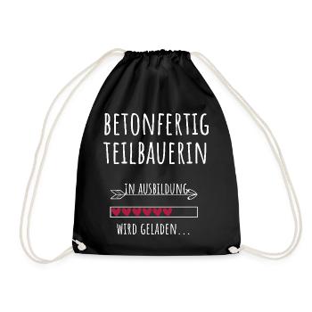 Betonfertigteilbauerin Ausbildung Beruf Geschenk - Turnbeutel - Schwarz - Vorne