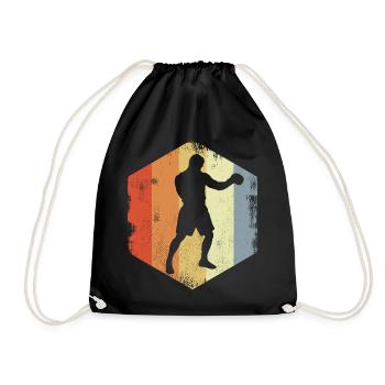 Vintage Boxer Drawing - Drawstring Bag - black - Front