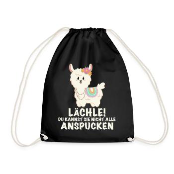 Lama lustiger Spruch Lächeln - Turnbeutel - Schwarz - Vorne