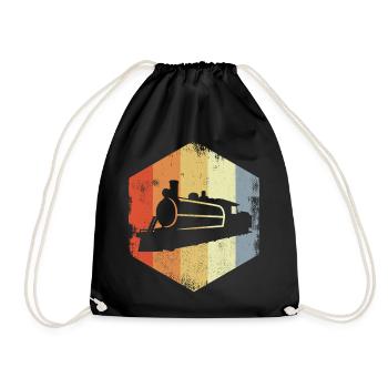 Retro Steam Locomotive - Drawstring Bag - black - Front