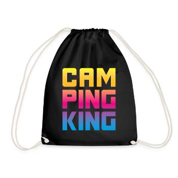 Camping King King Camper Chef Funny Sayings Fun - Drawstring Bag - black - Front