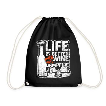 Life Is Better With Wine And Campfire - Drawstring Bag - black - Front