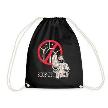 Jesus says stop to wind power - Drawstring Bag - black - Front