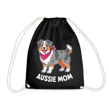 Aussie Mom Australian Shepherd for Dog Moms - Drawstring Bag - black - Front