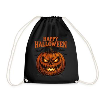 Spooky Pumpkin Happy Halloween Shirt - Drawstring Bag - black - Front
