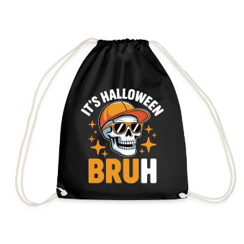Bruh Skull Halloween Tee - Drawstring Bag - black - Front