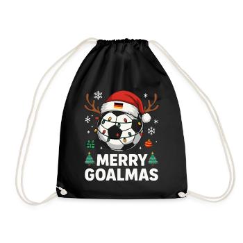 Merry Goalmas Deutschland - Lustiger Fußball Humor - Turnbeutel - Schwarz - Vorne
