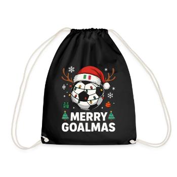 Merry Goalmas Italien - Lustiger Fußball Humor - Turnbeutel - Schwarz - Vorne