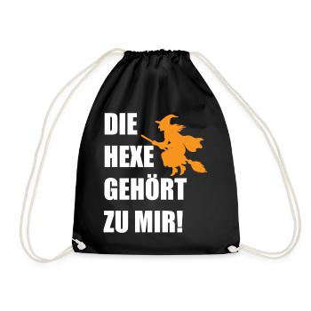 Die Hexe gehört zu mir! Lustiges Hexen Halloween - Turnbeutel - Schwarz - Vorne