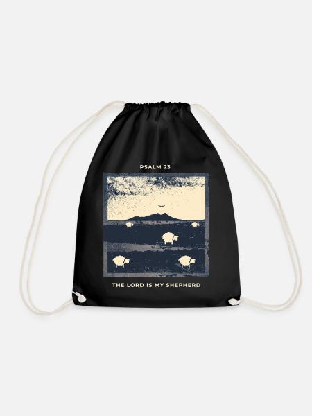 Psalm 23 The Lord Is My Shepherd Hirte Schafe - Turnbeutel - Schwarz