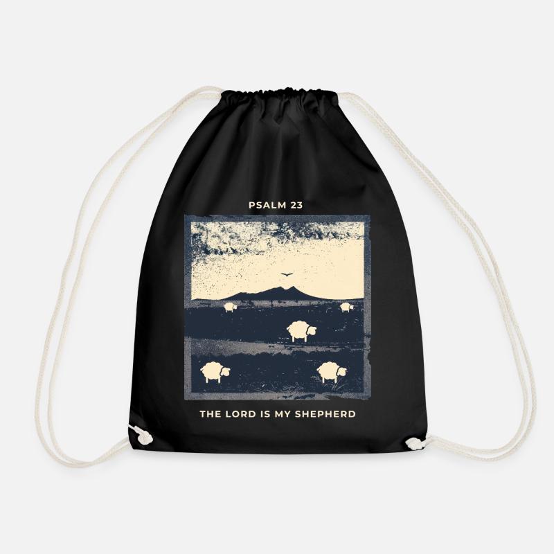 Psalm 23 The Lord Is My Shepherd Hirte Schafe - Turnbeutel - Schwarz