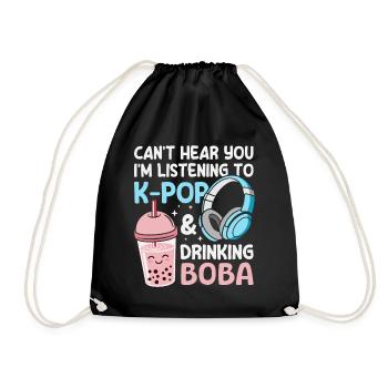 K-Pop Korea-Popmusik Bubble Tea Boba - Turnbeutel - Schwarz - Vorne
