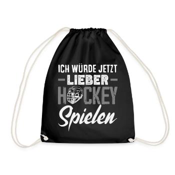 Lustiges Hockey Hockeyspieler Geschenk - Turnbeutel - Schwarz - Vorne