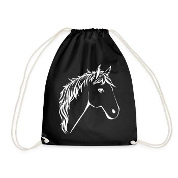 Tête de cheval chevaux T-shirt cadeau cavalier - Sac de sport léger - noir - Devant