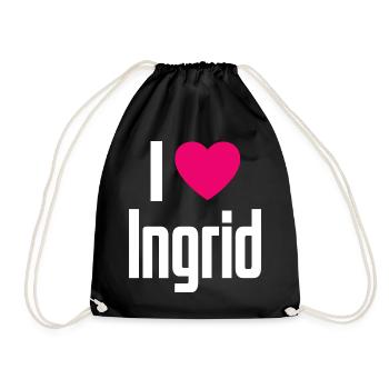 I Love Ingrid Pinkes Herz Ich liebe Ingrid - Turnbeutel - Schwarz - Vorne