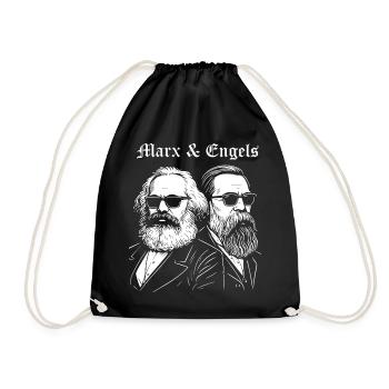 Marx & Engels with black Sunglasses - Drawstring Bag - black - Front