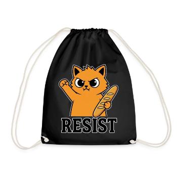 Resist Katze mit Baguette Lustiger Protest - Turnbeutel - Schwarz - Vorne