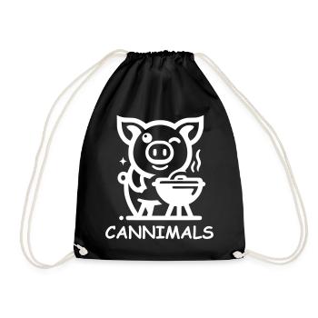 Cannimals – Logo White Edition - Drawstring Bag - black - Front