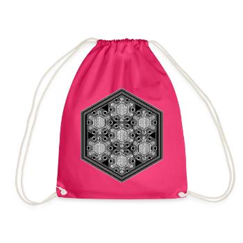 Psytrance Goa Techno Rave Geometrie Hexagon Muster - Turnbeutel - Fuchsia - Vorne