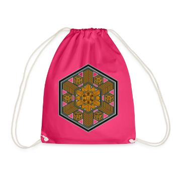 Hexagon Mandala Psytrance Goa Techno Rave Festival - Turnbeutel - Fuchsia - Vorne