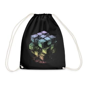 Cube Rainbow Colors - Drawstring Bag - black - Front